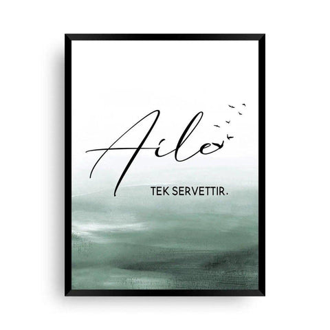 Aile tek servettir | Poster grün - Wandschmuck-Shop.de