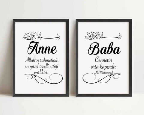 Anne und Baba Poster | Anneler Günü | Babalar Günü - Wandschmuck-Shop.de