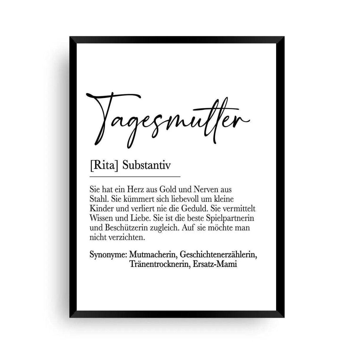 Definition für Tagesmutter | Poster Betreuerinnen - Wandschmuck-Shop.de