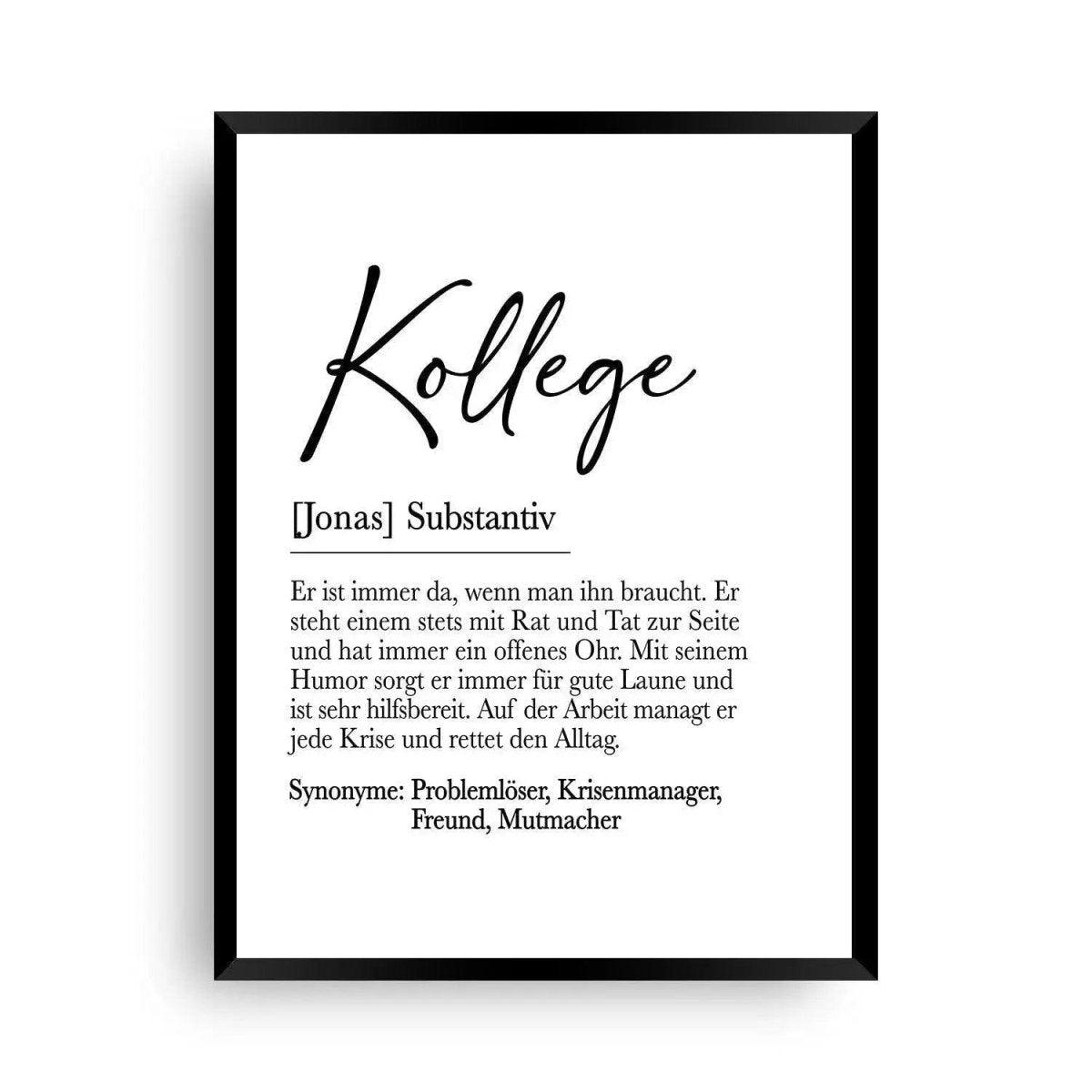 Definition Poster: Kollege - Inspirierende Wandkunst für Ihr Arbeitsumfeld - Wandschmuck-Shop.de