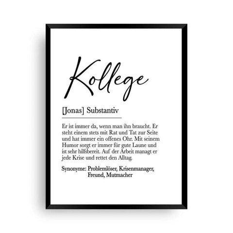 Definition Poster: Kollege - Inspirierende Wandkunst für Ihr Arbeitsumfeld - Wandschmuck-Shop.de