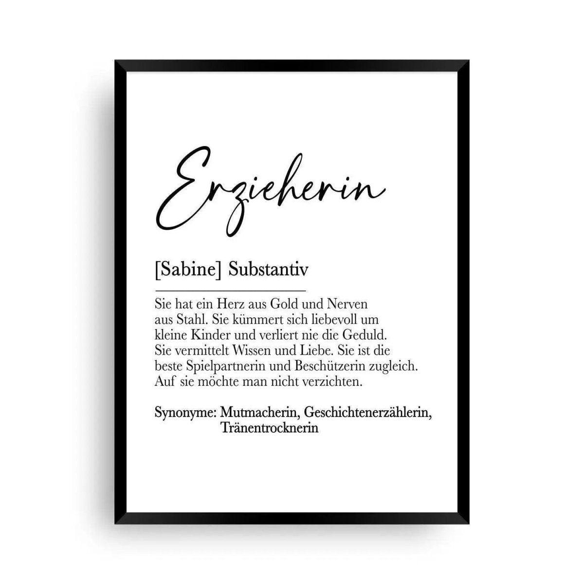 Erzieherin | Definition - Geschenkartikel zum Abschied - Wandschmuck-Shop.de