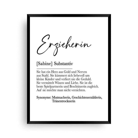 Erzieherin | Definition - Geschenkartikel zum Abschied - Wandschmuck-Shop.de