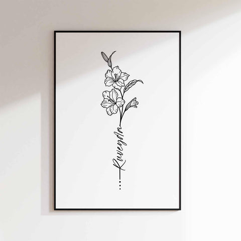 Flower tattoo mit Namen - Wandschmuck-Shop.de