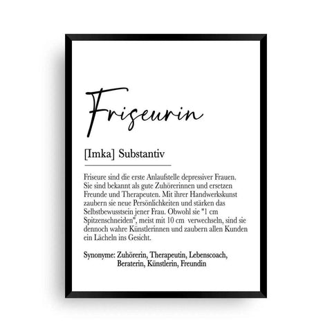 Geschenk Friseurin | Definition Friseurin - Wandschmuck-Shop.de