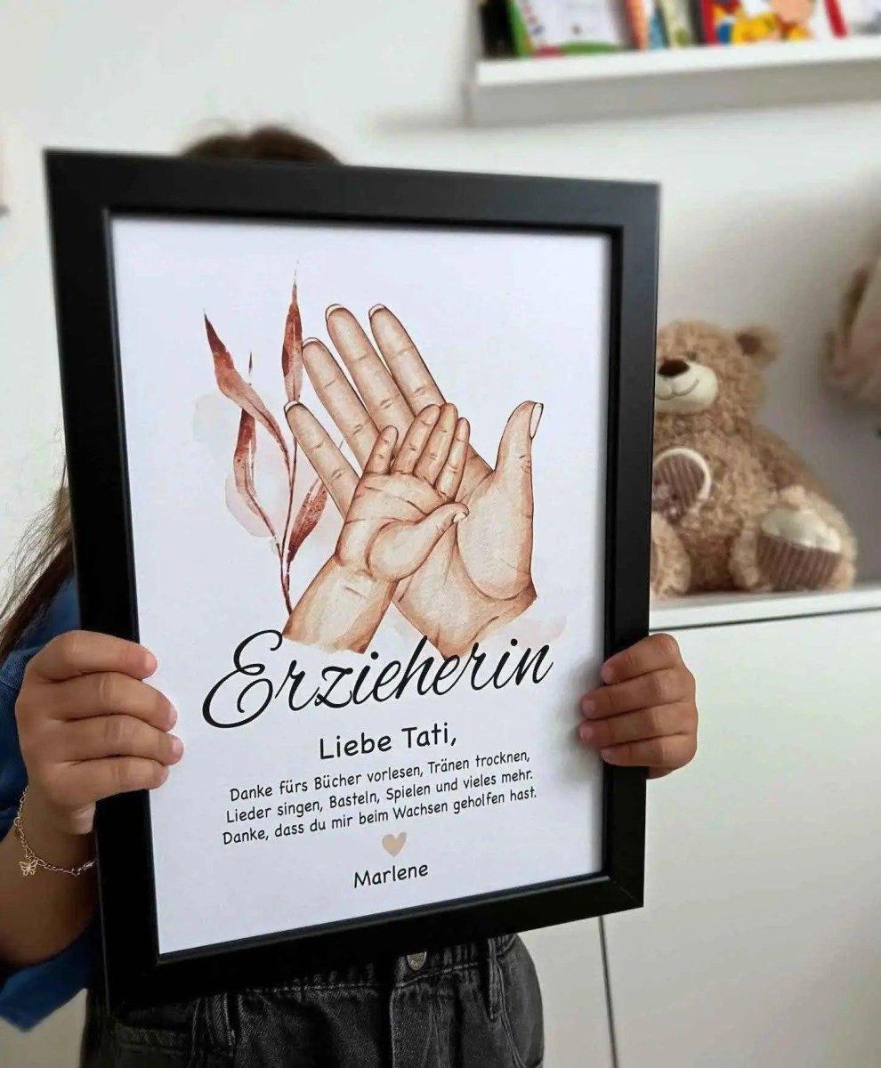 Geschenk für Erzieherin Abschied | Poster Erzieherin personalisiert - Wandschmuck-Shop.de