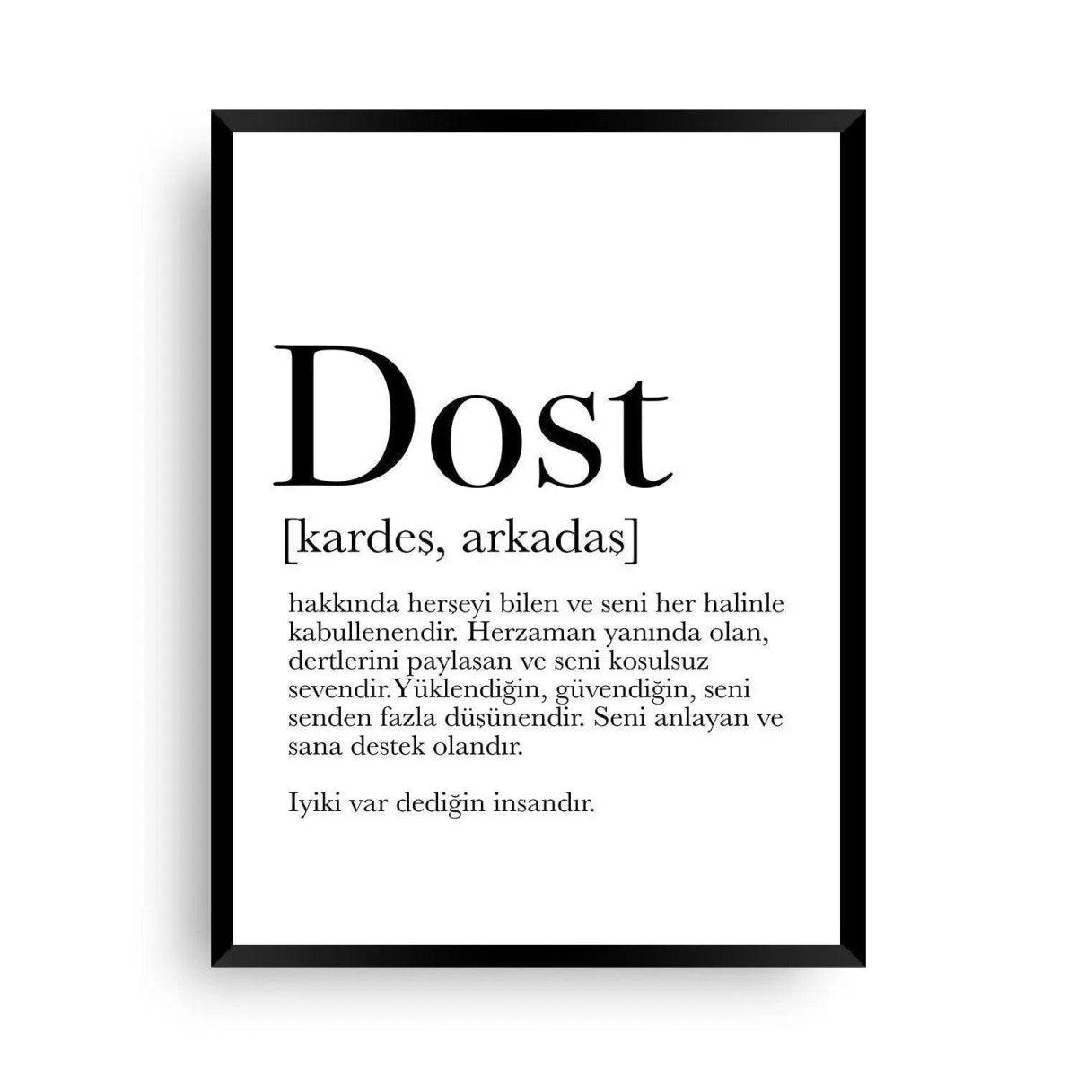 Geschenkidee Freundin | türkisches Poster Dost - Wandschmuck-Shop.de