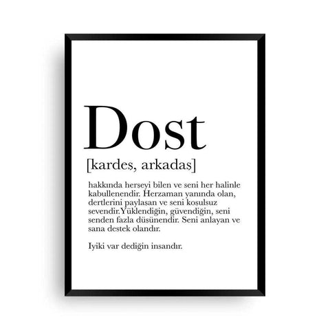 Geschenkidee Freundin | türkisches Poster Dost - Wandschmuck-Shop.de