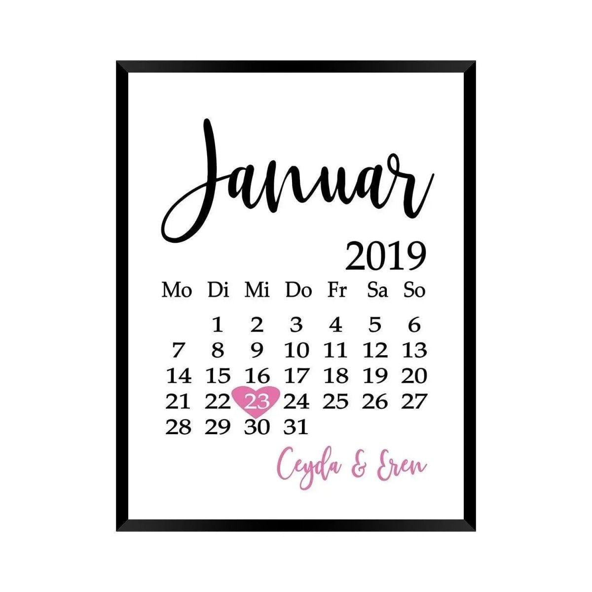 Kalender transparent - Liebes Kalender - Wandschmuck-Shop.de