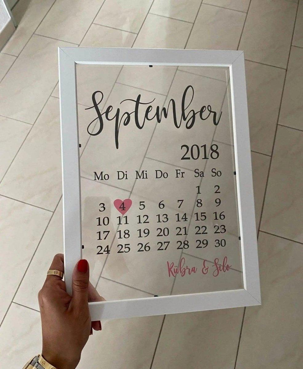 Kalender transparent - Liebes Kalender - Wandschmuck-Shop.de