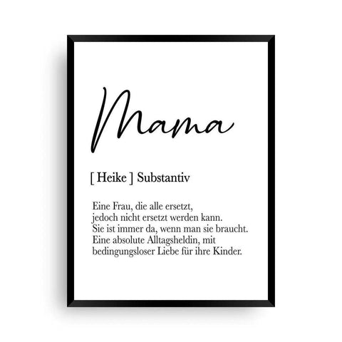 Mama Definition | Mama Geburtstag | Kunstbild Mama - Wandschmuck-Shop.de