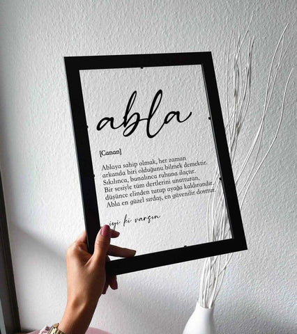 Poster abla isim yazdır - Schwester Personalisiert Geschenkidee - Wandschmuck-Shop.de