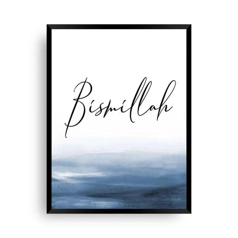 Poster Bismillah in Navy blau - Bismillah in Marineblau - Wandschmuck-Shop.de