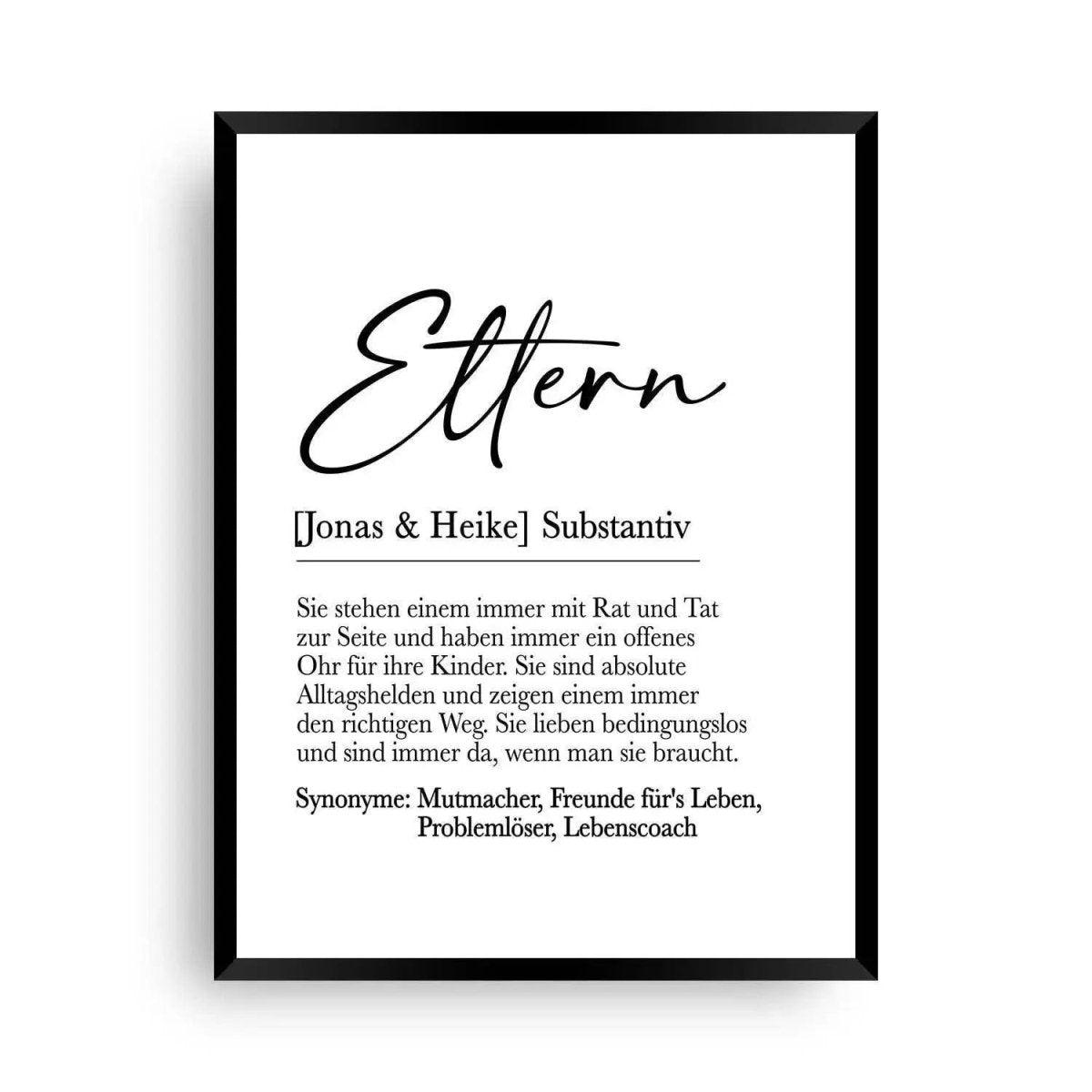 Poster Eltern | Definition - Ein Geschenk für die Eltern - Wandschmuck-Shop.de