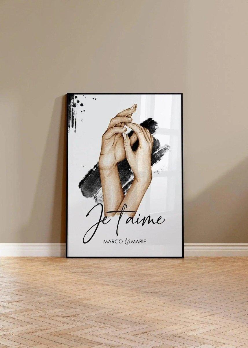 Poster Je Taime | Nisan hediye | Poster Schlafzimmer | Valentinstag - Wandschmuck-Shop.de