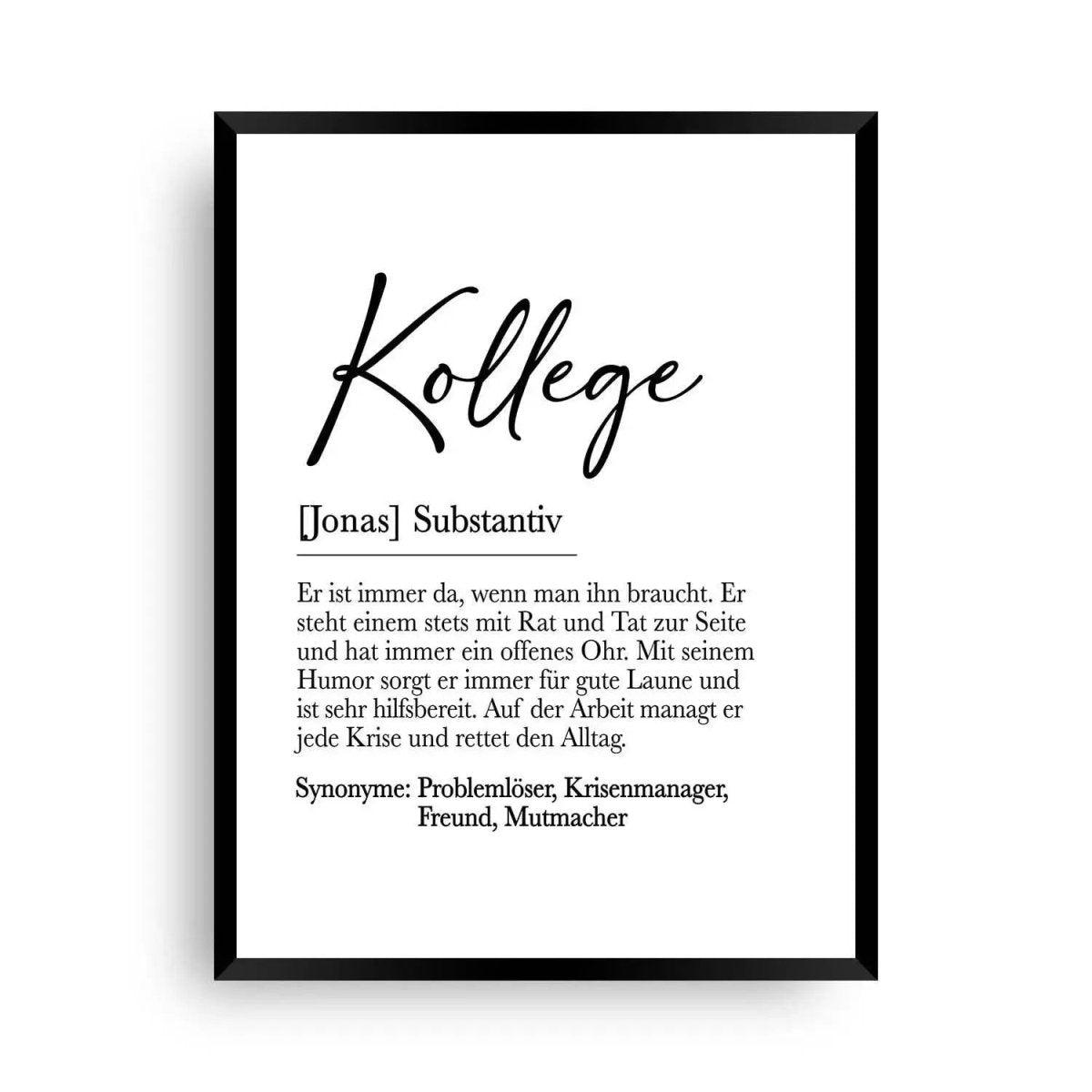 Poster Kollege | Kollege Definition | Arbeitskollege Geschenk - Wandschmuck-Shop.de