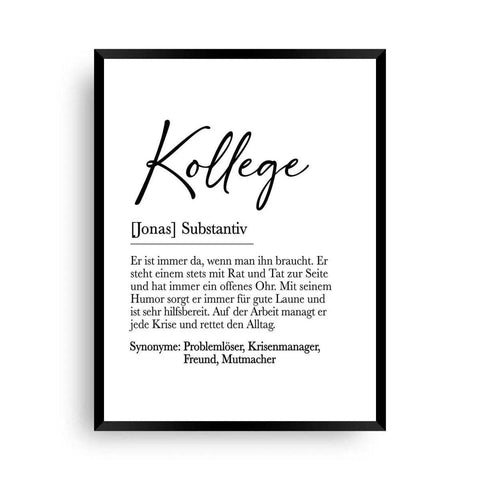 Poster Kollege | Kollege Definition | Arbeitskollege Geschenk - Wandschmuck-Shop.de