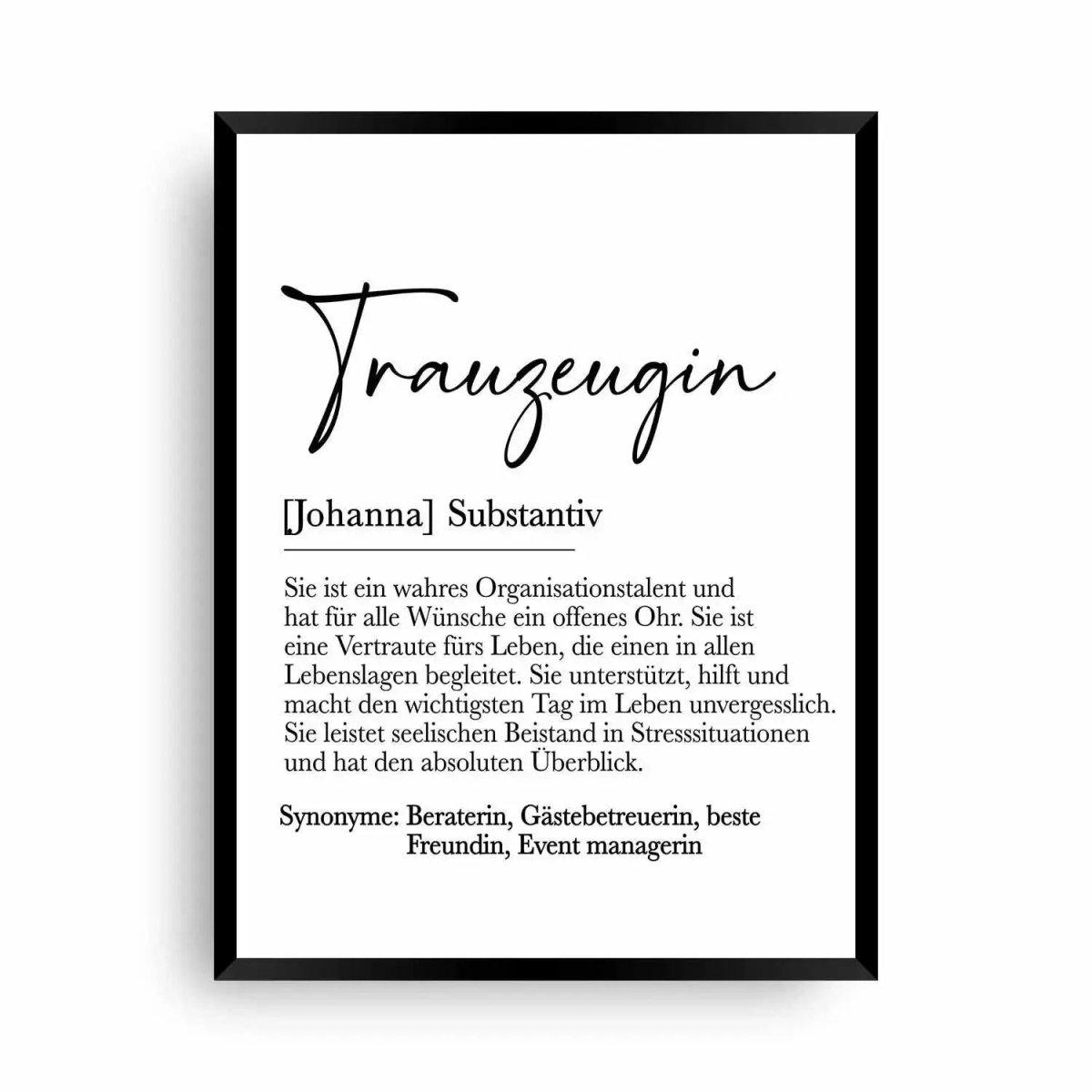 Poster Trauzeugin Definition - Wandschmuck-Shop - Wandschmuck-Shop.de