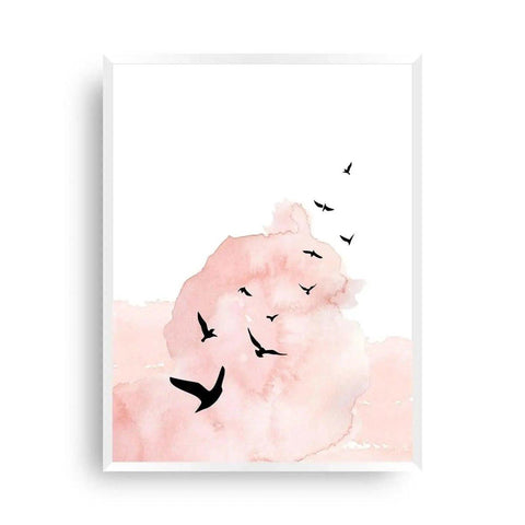 Poster Vögel in zartem Rosa - Sanfte Schönheit - Wandschmuck-Shop.de