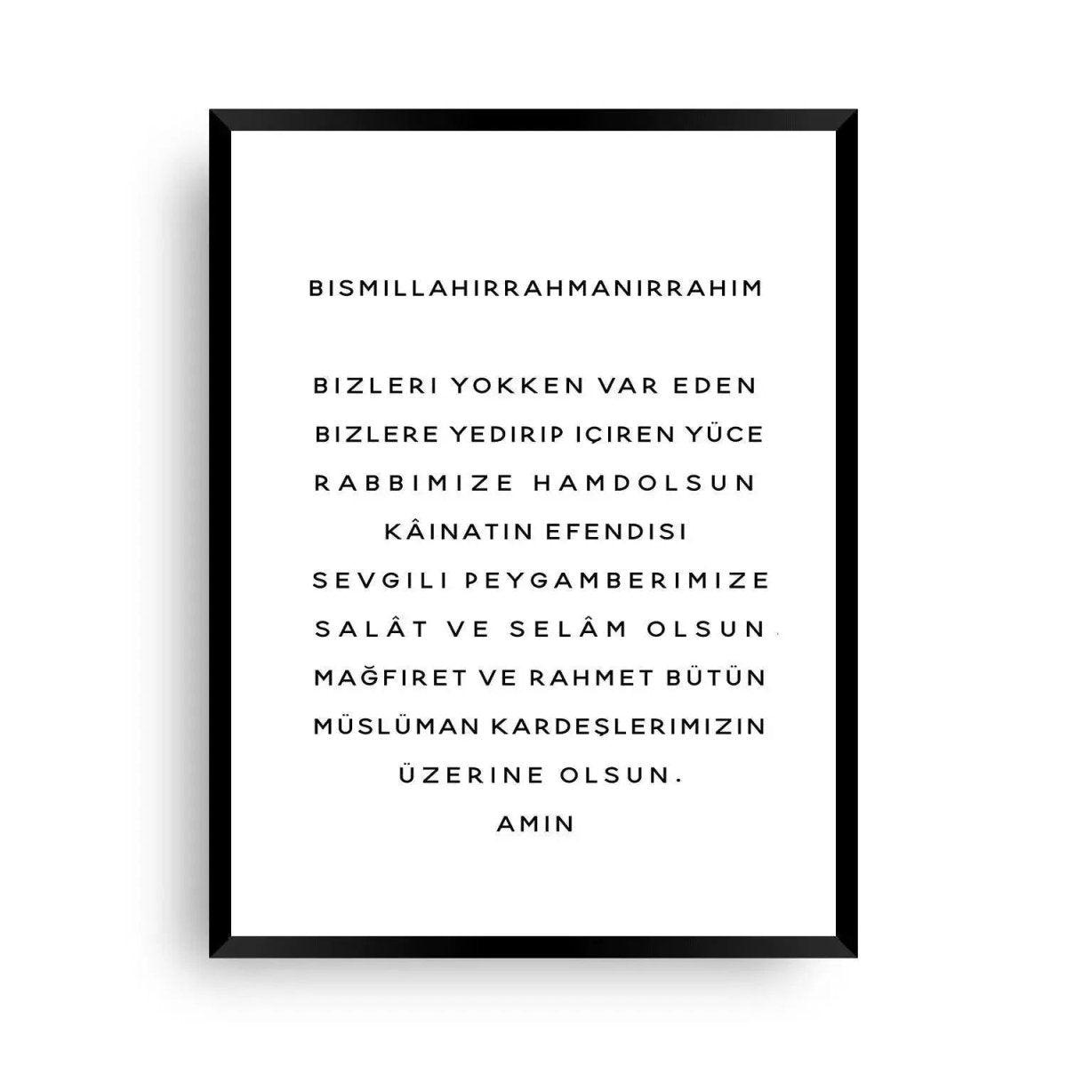 Sofra Duası | bismillahirrahmanirrahim | Sofra duası basitliği - Wandschmuck-Shop.de