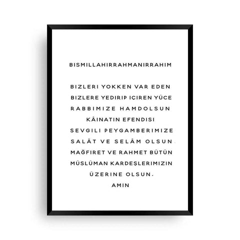 Sofra Duası | bismillahirrahmanirrahim | Sofra duası basitliği - Wandschmuck-Shop.de