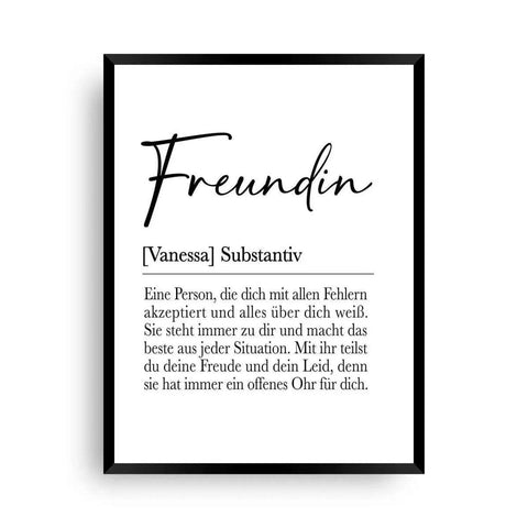 Wallart "Freundin | Personalisiert - Eine persönliche Definition einer Freundin" - Wandschmuck-Shop.de