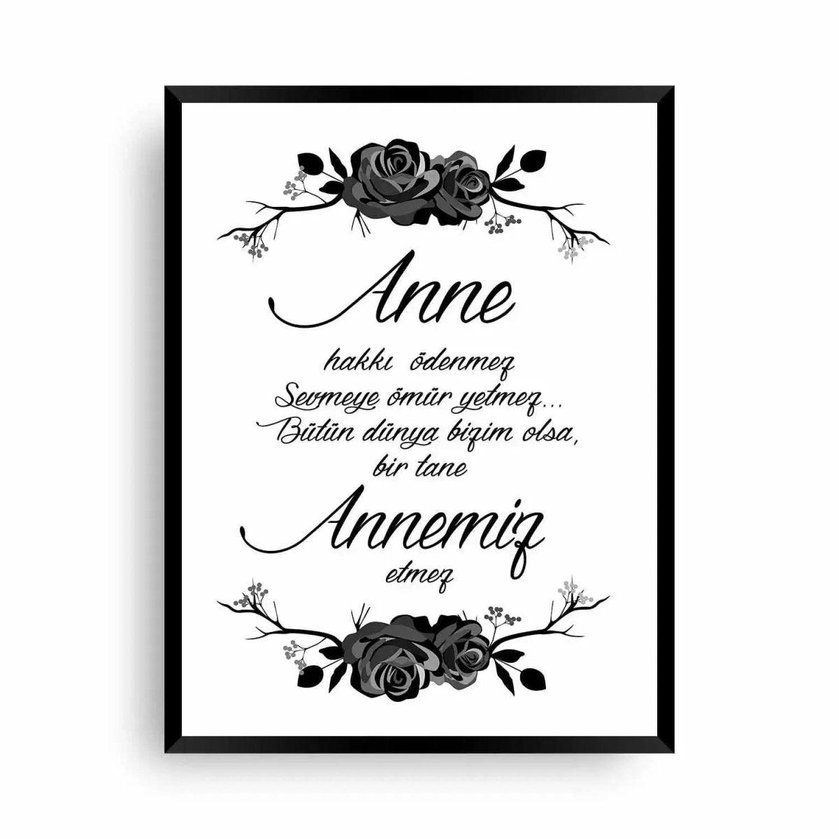 Wandbild "Anne hakki ödenmez" Zitat - Wandschmuck-Shop - Wandschmuck-Shop.de