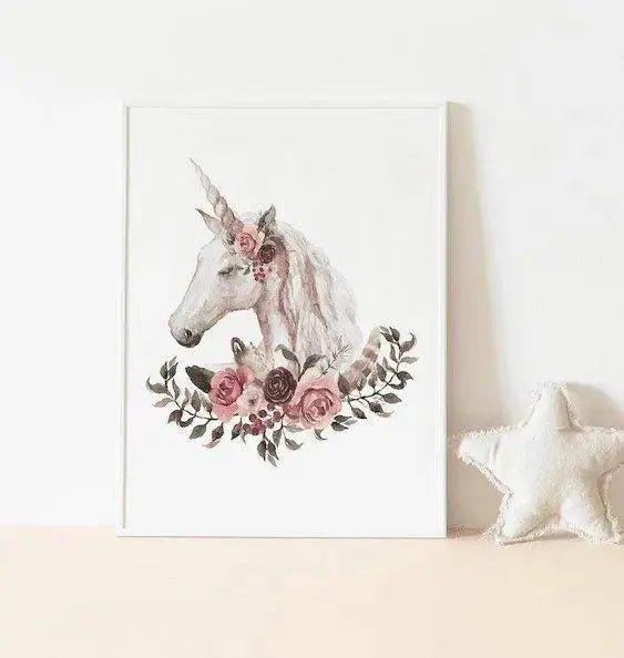 Wandbild Einhorn | BOHO | Einhorn-Kunst im Boho-Stil - Wandschmuck-Shop.de