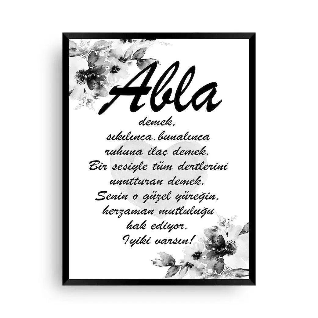 Abla Ilac Demek | Abla bedeutet Heilung | Abla Geburtstag - Wandschmuck-Shop.de