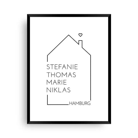 Alle unter einem Dach | Familienbild - Wandschmuck-Shop.de