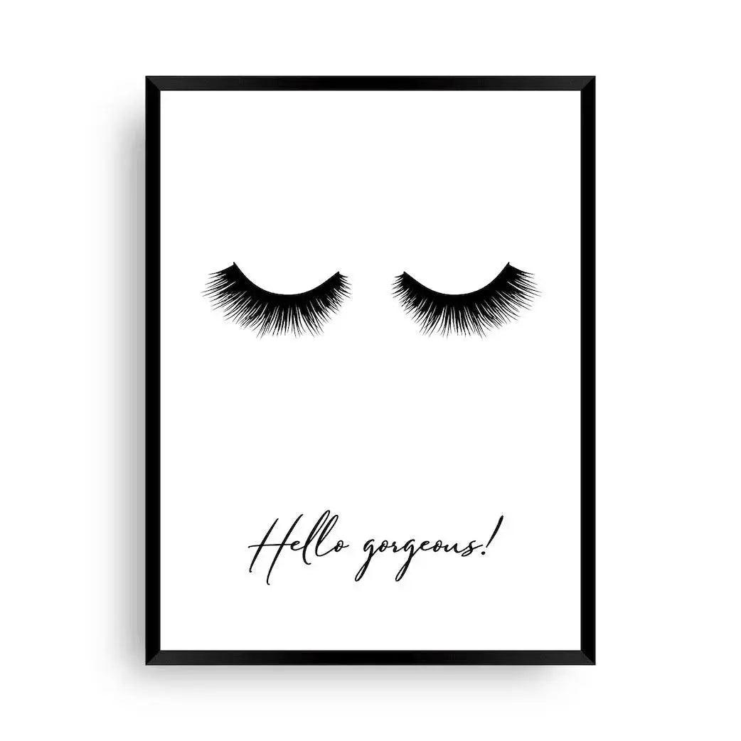 Beauty Bild - Wimpern Poster - Fashion Bild Hello gorgeous - Wandschmuck-Shop.de