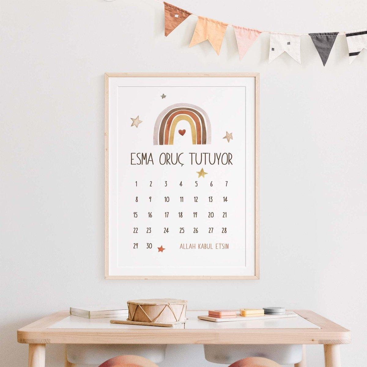 Kinderkalender Ramadan| Regenbogen mit Name - Wandschmuck-Shop.de