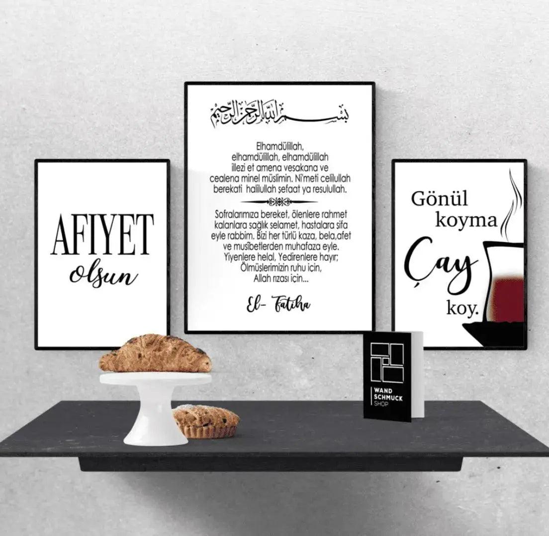 Sofra Duasi 3er Set - Das Gebet am Esstisch im Set - Wandschmuck-Shop.de